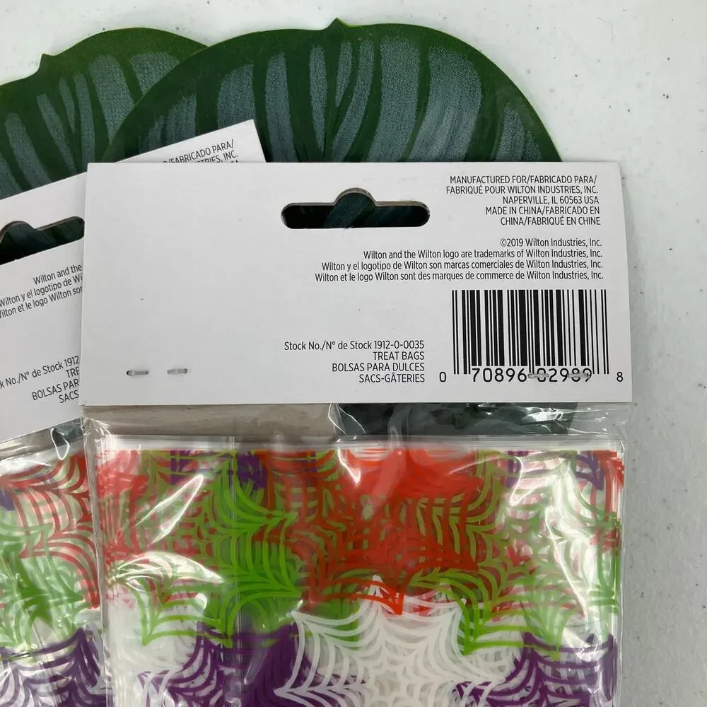 Wilton Multi Color Spider Web Halloween Plastic Treat Candy Party Favor Bags Set